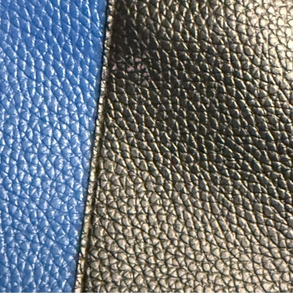 Neiman Marcus Tote Bag Tri-color Camel Brown, Black & Blue Vegan Pebble Leather - Picture 9 of 9